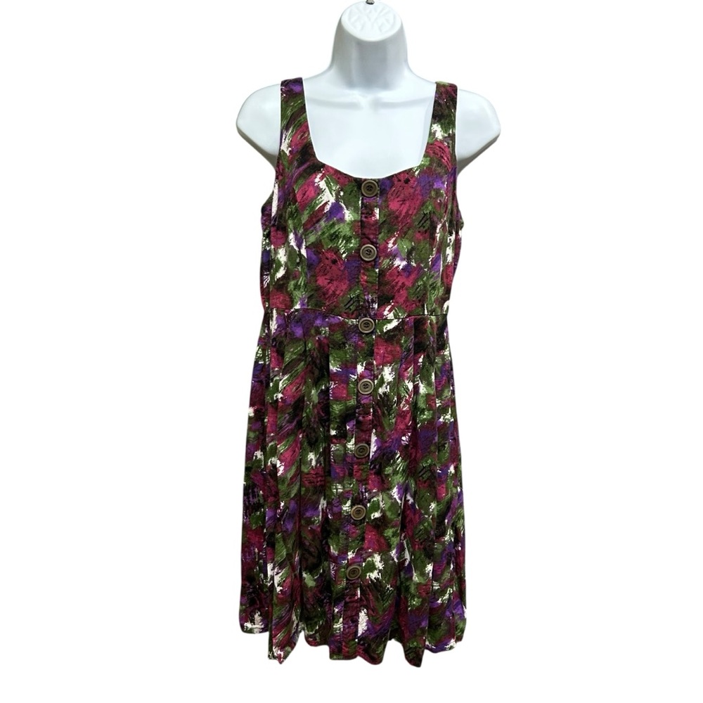 Ricki's Green Purple Watercolor Fit & Flare Dress Size 6